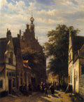 Cornelis Springer Figures in a Street in Delft 1853 Fine Art Print