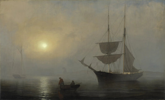{{ product_title }} Fine Art Print | {{ product_vendor }} Jakero77 Fitz Henry Lane - Ship in Fog Gloucester Harbor (1860) Fine Art Print Art Print  Jakero77