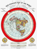 Alexander Gleason Flat Earth World Map 1892 Fine Art Print