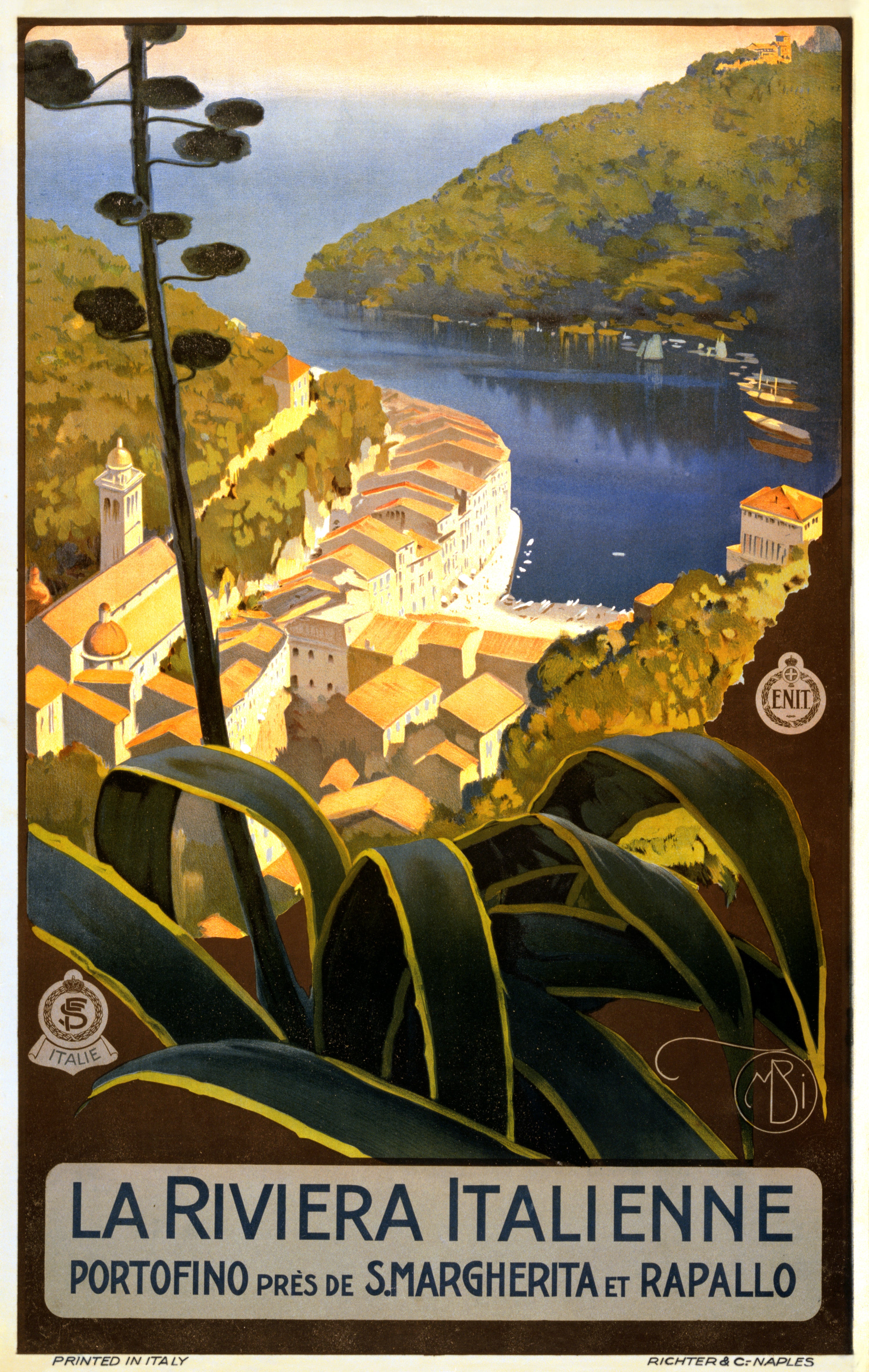 Portofino Italy Vintage Style Travel Poster 1920 Fine Art Print