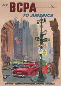 Fly to America BCPA Airline Vintage Travel Poster 1950 Fine Art Print