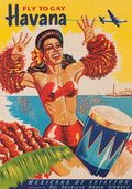Fly to Gay Havana Cuba Vintage Airline Travel Poster 1950 Fine Art Print