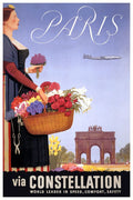 Fly to Paris via Constellation Vintage Style Travel 1950 Fine Art Print