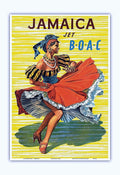 Fly to the Caribbean Vintage Style Travel Poster Print 1950  Fine Art Print