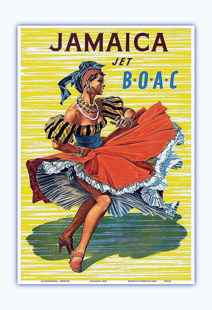 Fly to the Caribbean Vintage Style Travel Poster Print 1950  Fine Art Print