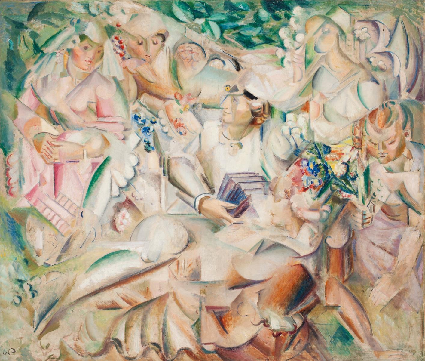 Georg Pauli Fyra flickor och en student 1922 Fine Art Print