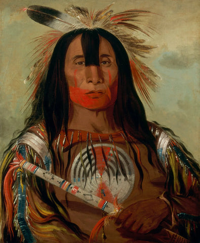 {{ product_title }} Fine Art Print | {{ product_vendor }} Jakero77 George Catlin - Buffalo Bull's Back Fat Head Chief Blood Tribe (1832) Fine Art Print Art Print  Jakero77