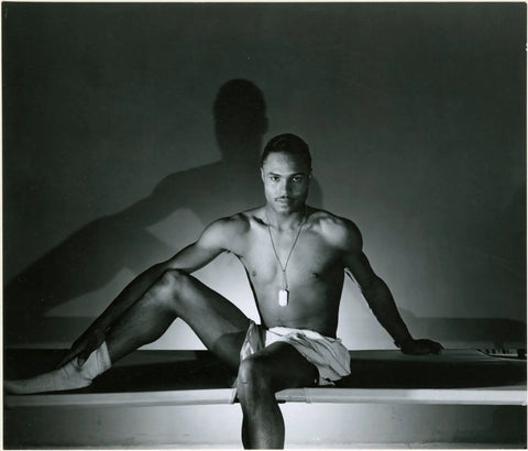 {{ product_title }} Fine Art Print | {{ product_vendor }} Jakero77 George Platt Lynes - Black Man in Towel (1943) Gay Model Fine Art Print Art Print  Jakero77