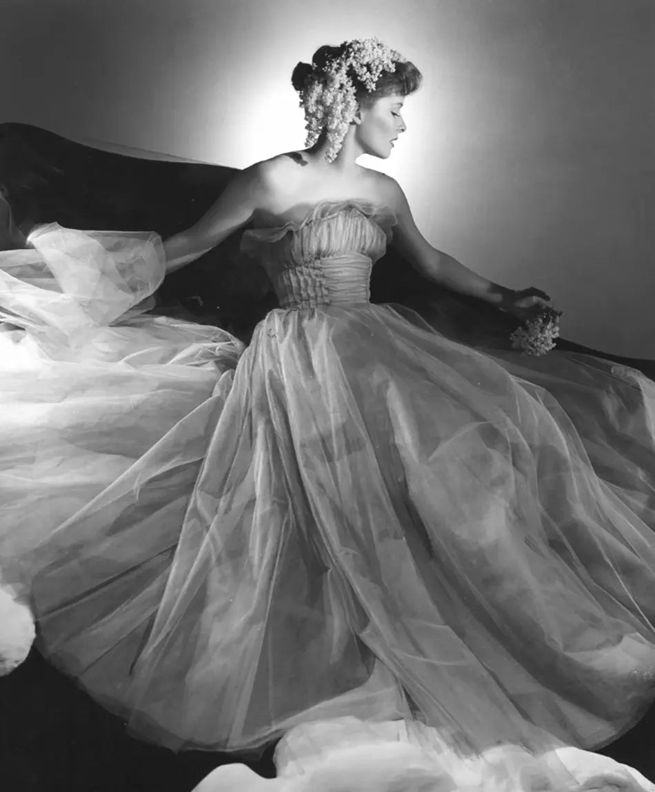 {{ product_title }} Fine Art Print | {{ product_vendor }} Jakero77 George Platt Lynes - Katharine Hepburn Glamor Dress (1946) Fine Art Print Art Print  Jakero77