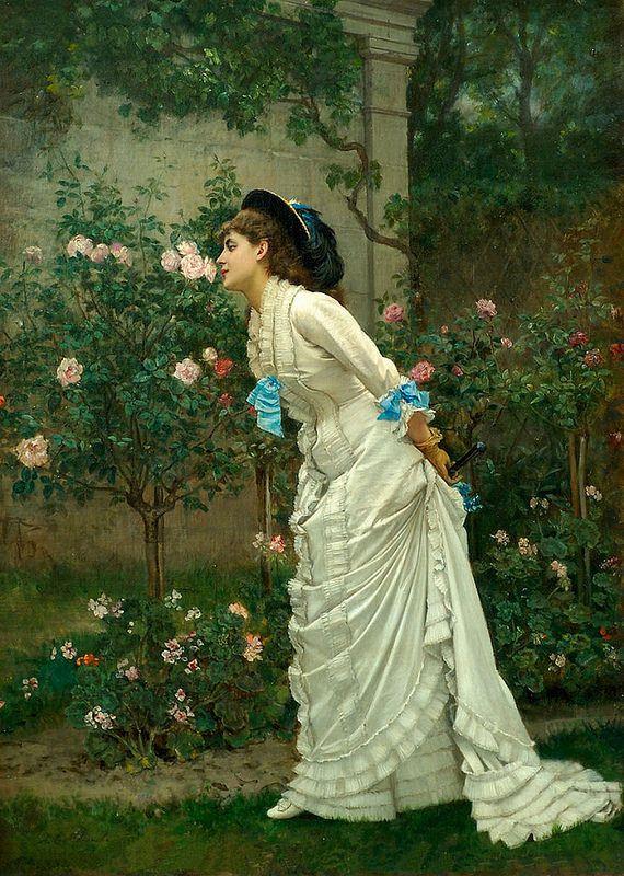 Auguste Toulmouche Girl and Roses 1879 Fine Art Print