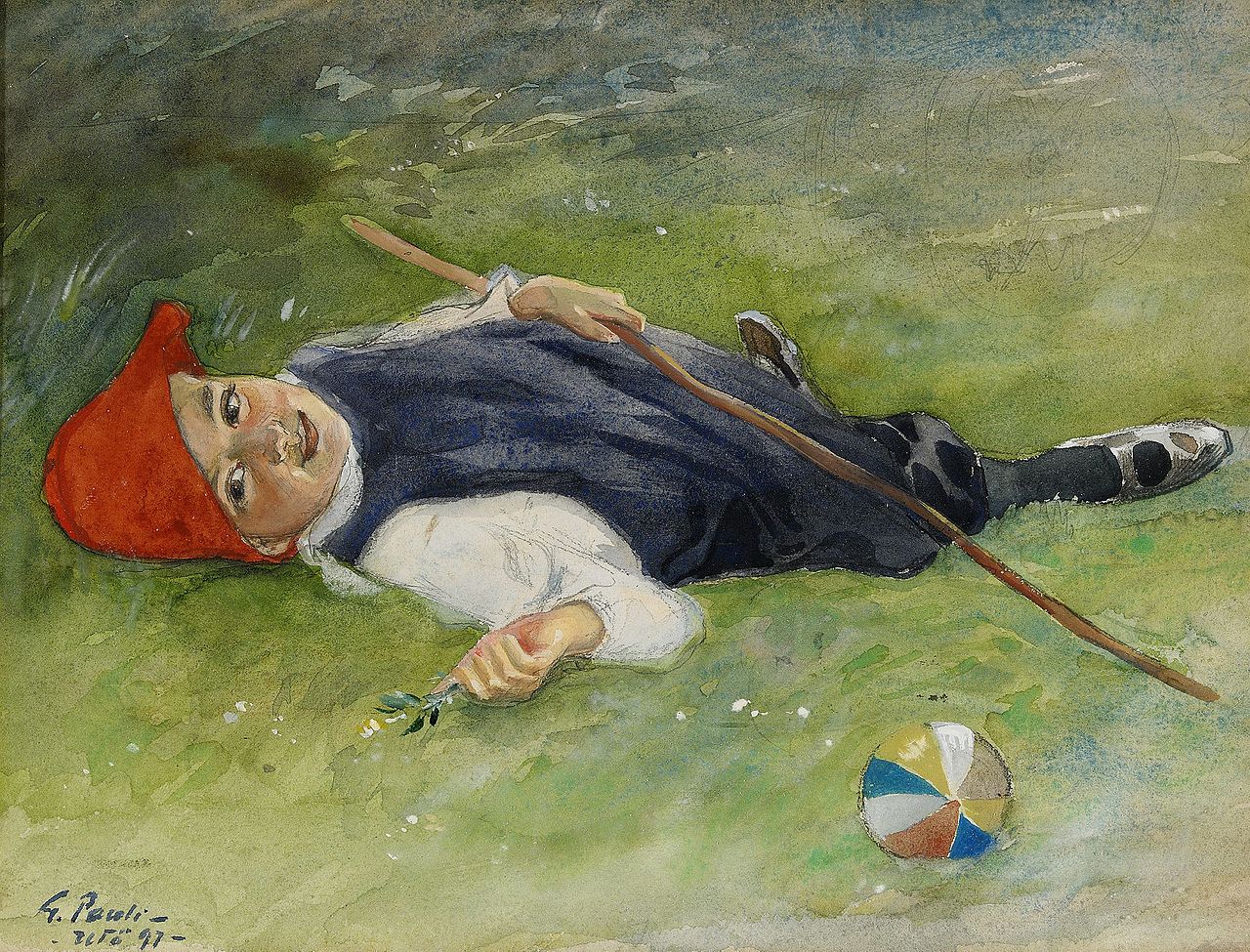 Georg Pauli Göran in the green grass 1897 Fine Art Print