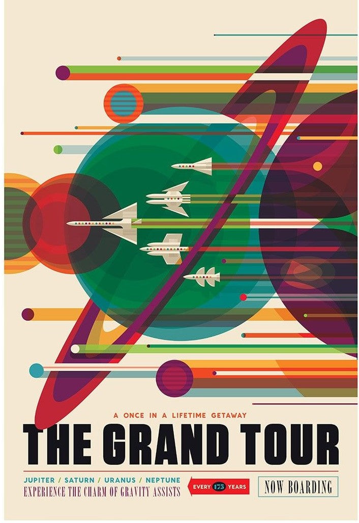 Grand Tour of the Solar System Retro Space Exploration Poster Fine Art Print