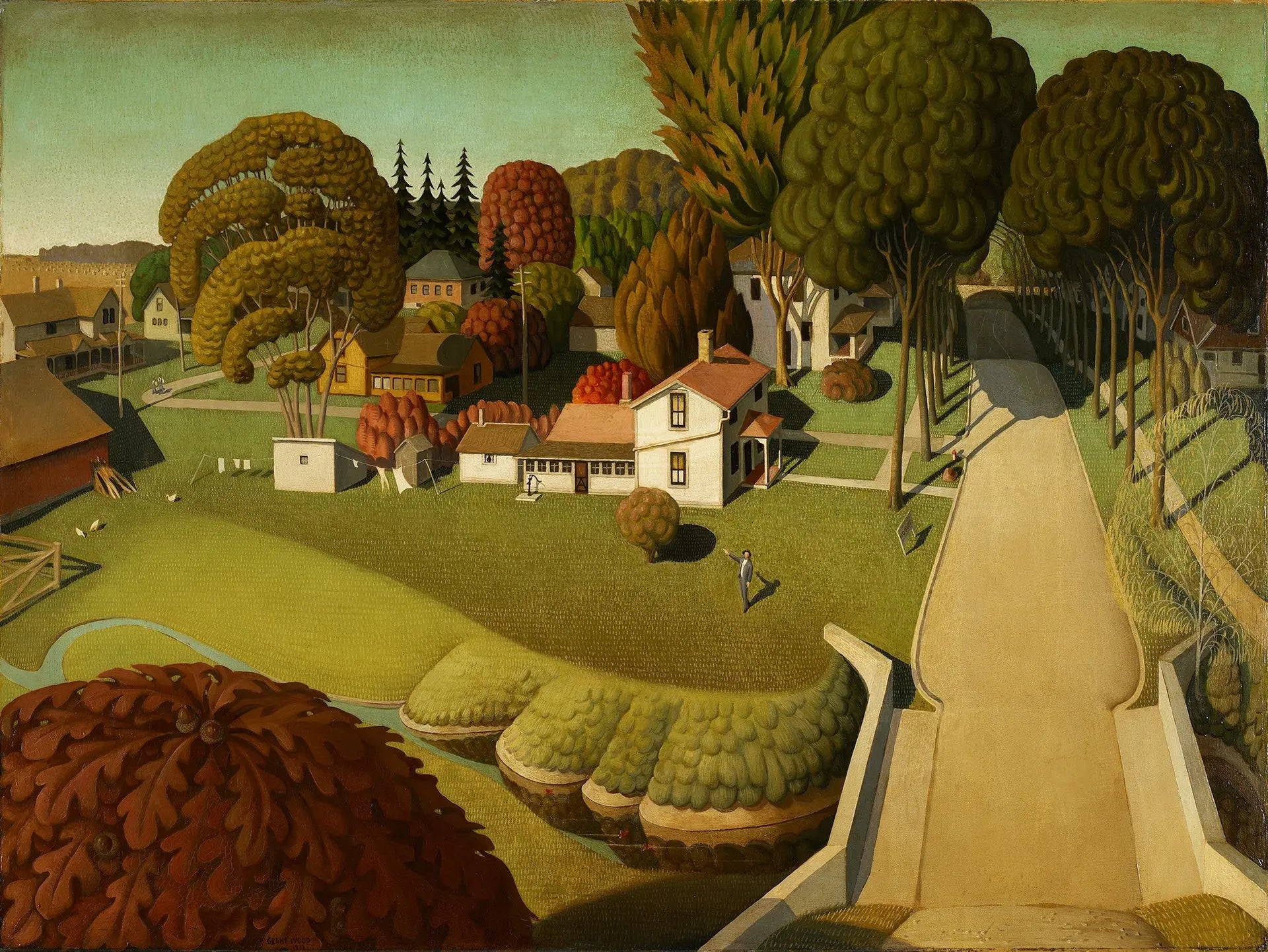 {{ product_title }} Fine Art Print | {{ product_vendor }} Jakero77 Grant Wood - Birthplace of Herbert Hoover West Branch Iowa (1931) Fine Art Print Art Print  Jakero77