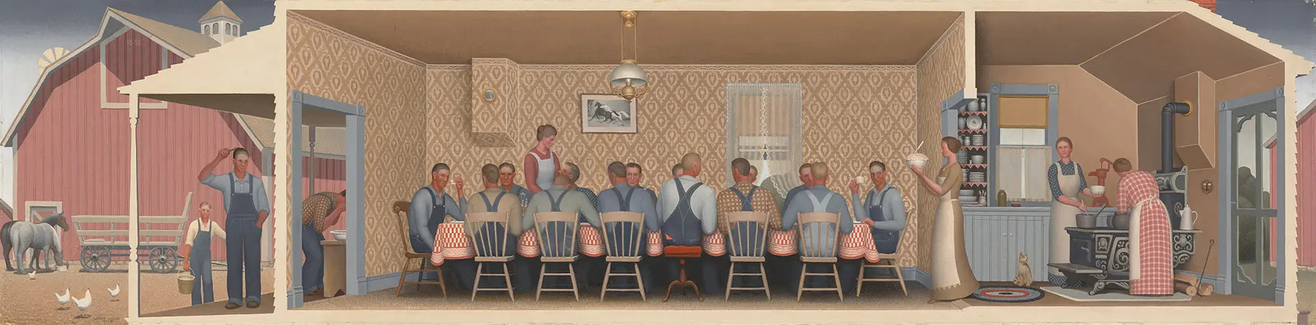 {{ product_title }} Fine Art Print | {{ product_vendor }} Jakero77 Grant Wood - Dinner for Threshers (1934) Fine Art Print Art Print  Jakero77