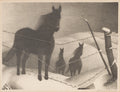 {{ product_title }} Fine Art Print | {{ product_vendor }} Jakero77 Grant Wood - February (1940) Horses in Snowstorm Fine Art Print Art Print  Jakero77