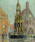 {{ product_title }} Fine Art Print | {{ product_vendor }} Jakero77 Grant Wood - Marketplace in Nuremburg (1928) Fine Art Print Art Print  Jakero77