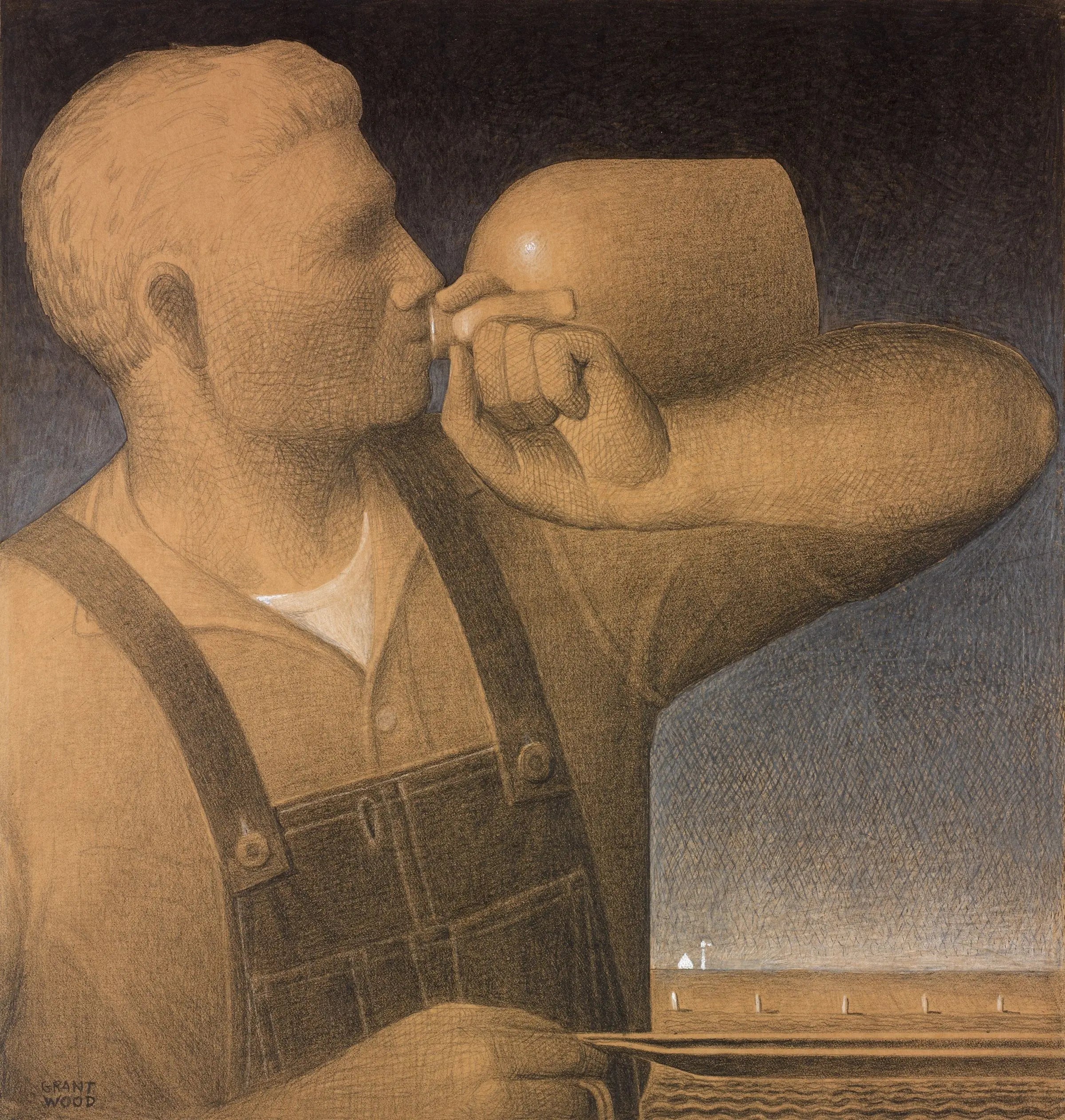{{ product_title }} Fine Art Print | {{ product_vendor }} Jakero77 Grant Wood - Plowing on Sunday (1934) Fine Art Print Art Print  Jakero77