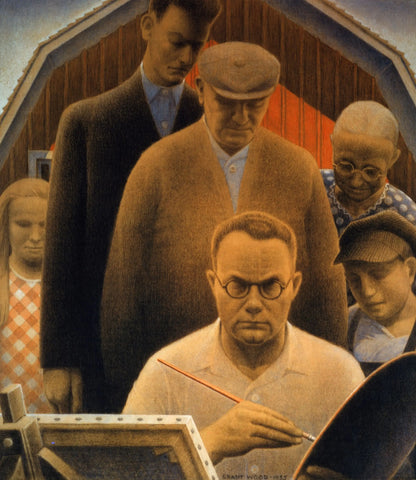 {{ product_title }} Fine Art Print | {{ product_vendor }} Jakero77 Grant Wood - Return from Bohemia (1935) Fine Art Print Art Print  Jakero77