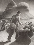 {{ product_title }} Fine Art Print | {{ product_vendor }} Jakero77 Grant Wood - Sketch for Approaching Storm (1940) Fine Art Print Art Print  Jakero77