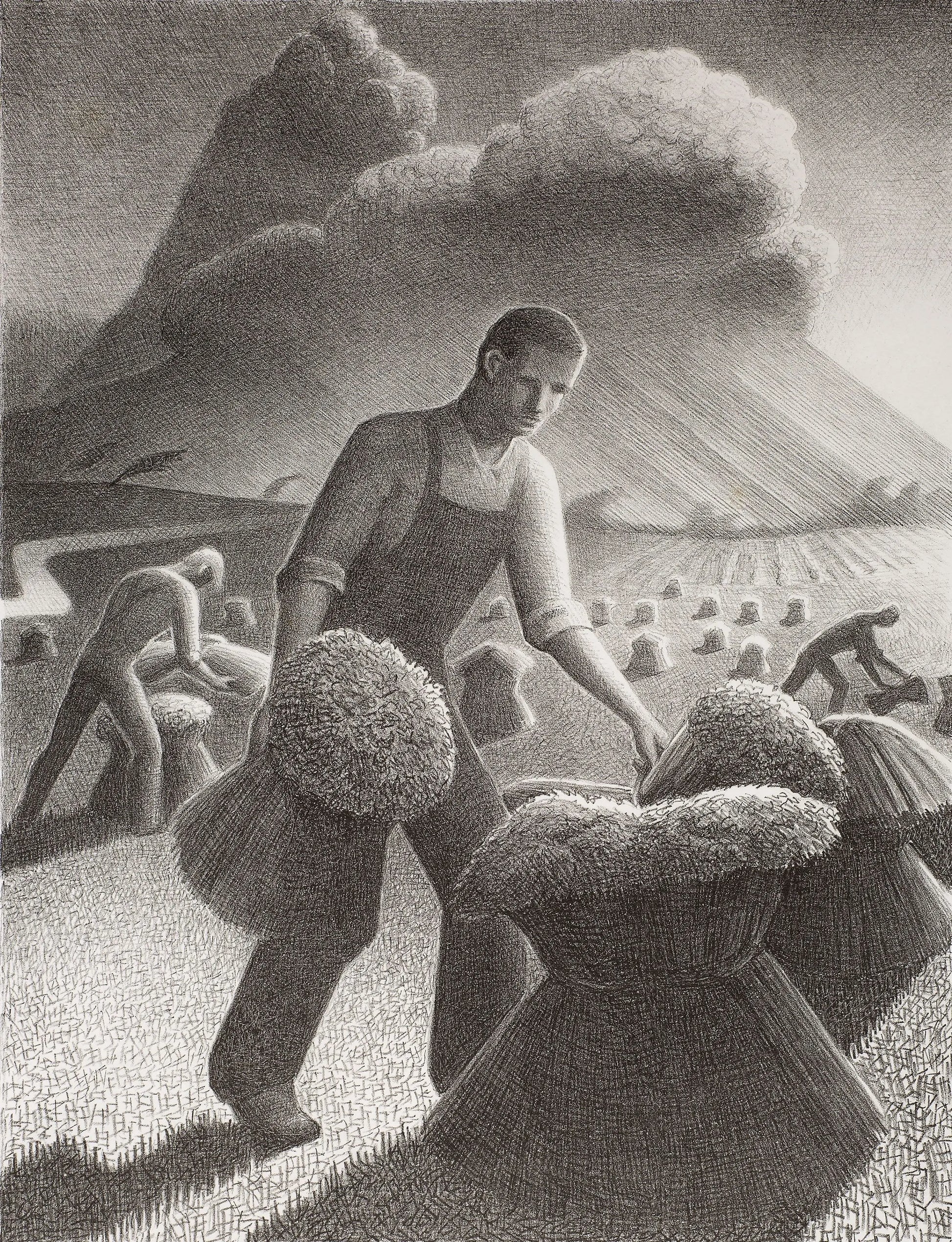 {{ product_title }} Fine Art Print | {{ product_vendor }} Jakero77 Grant Wood - Sketch for Approaching Storm (1940) Fine Art Print Art Print  Jakero77