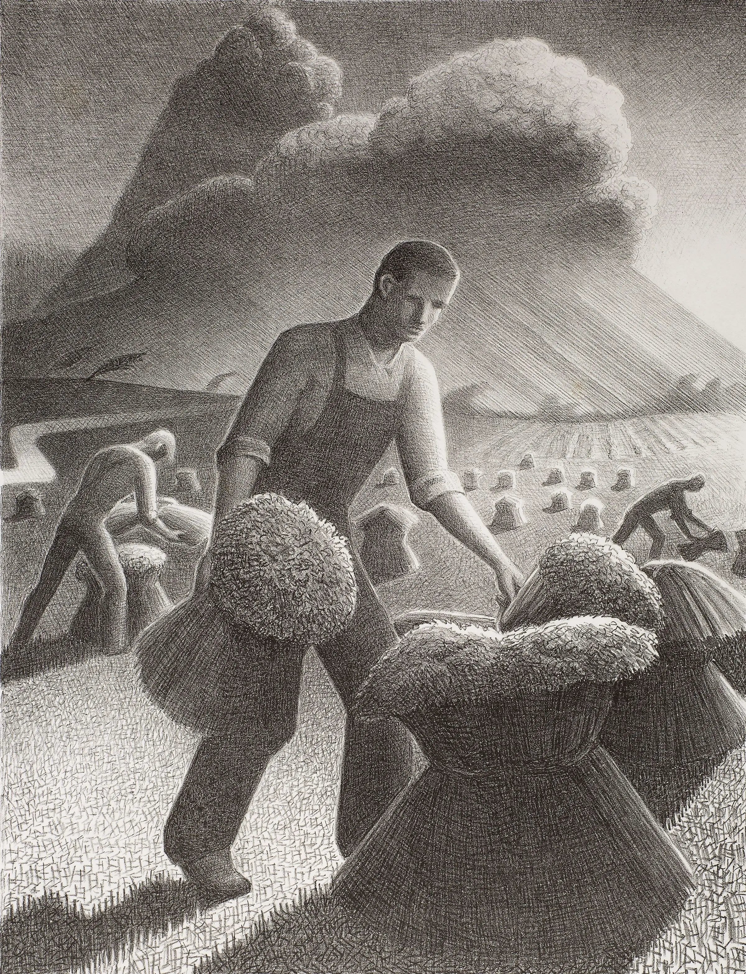 {{ product_title }} Fine Art Print | {{ product_vendor }} Jakero77 Grant Wood - Sketch for Approaching Storm (1940) Fine Art Print Art Print  Jakero77