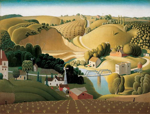 {{ product_title }} Fine Art Print | {{ product_vendor }} Jakero77 Grant Wood - Stone City Iowa (1930) Fine Art Print Art Print  Jakero77