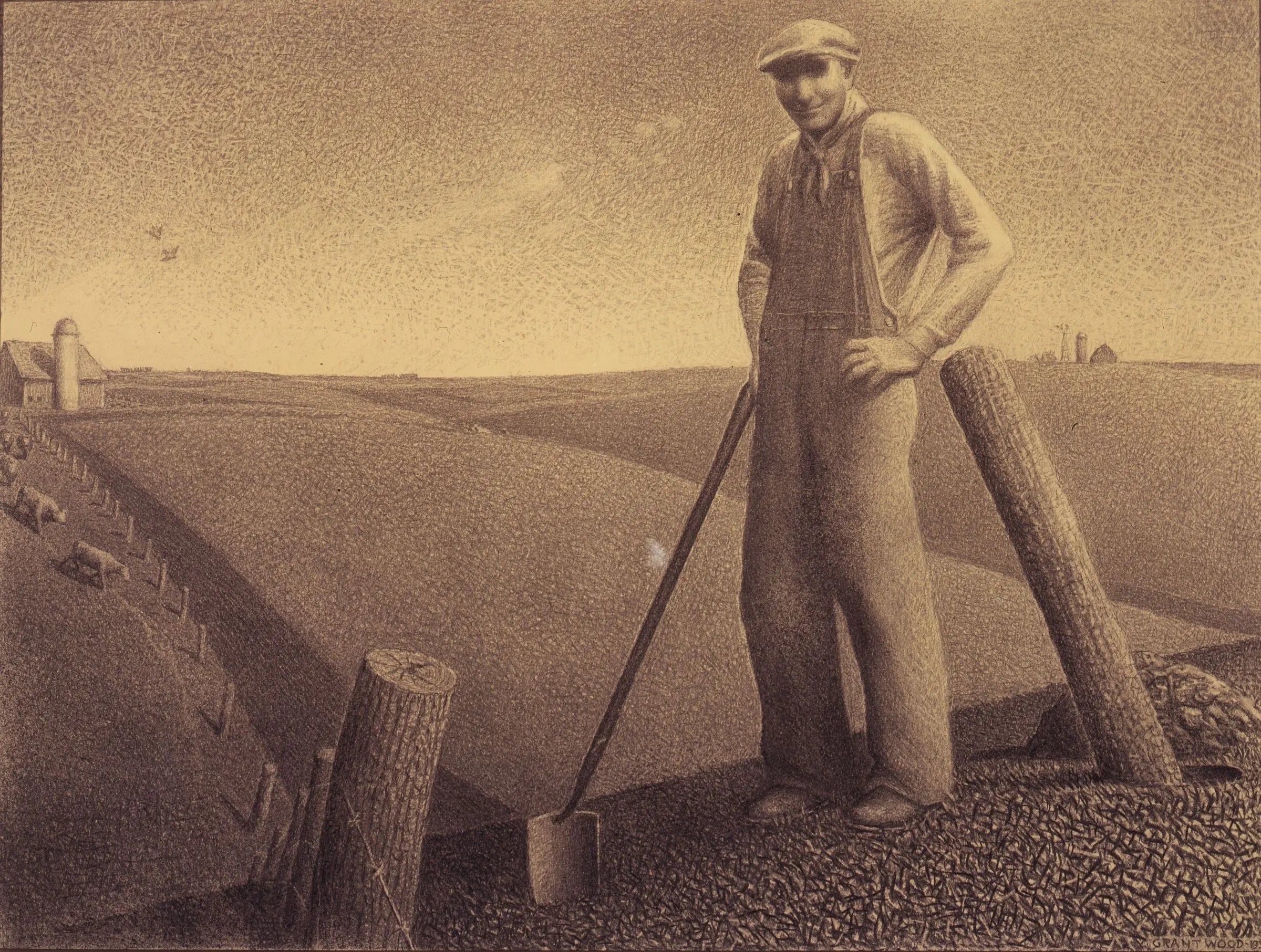 {{ product_title }} Fine Art Print | {{ product_vendor }} Jakero77 Grant Wood - Study for In the Spring (1939) Fine Art Print Art Print  Jakero77