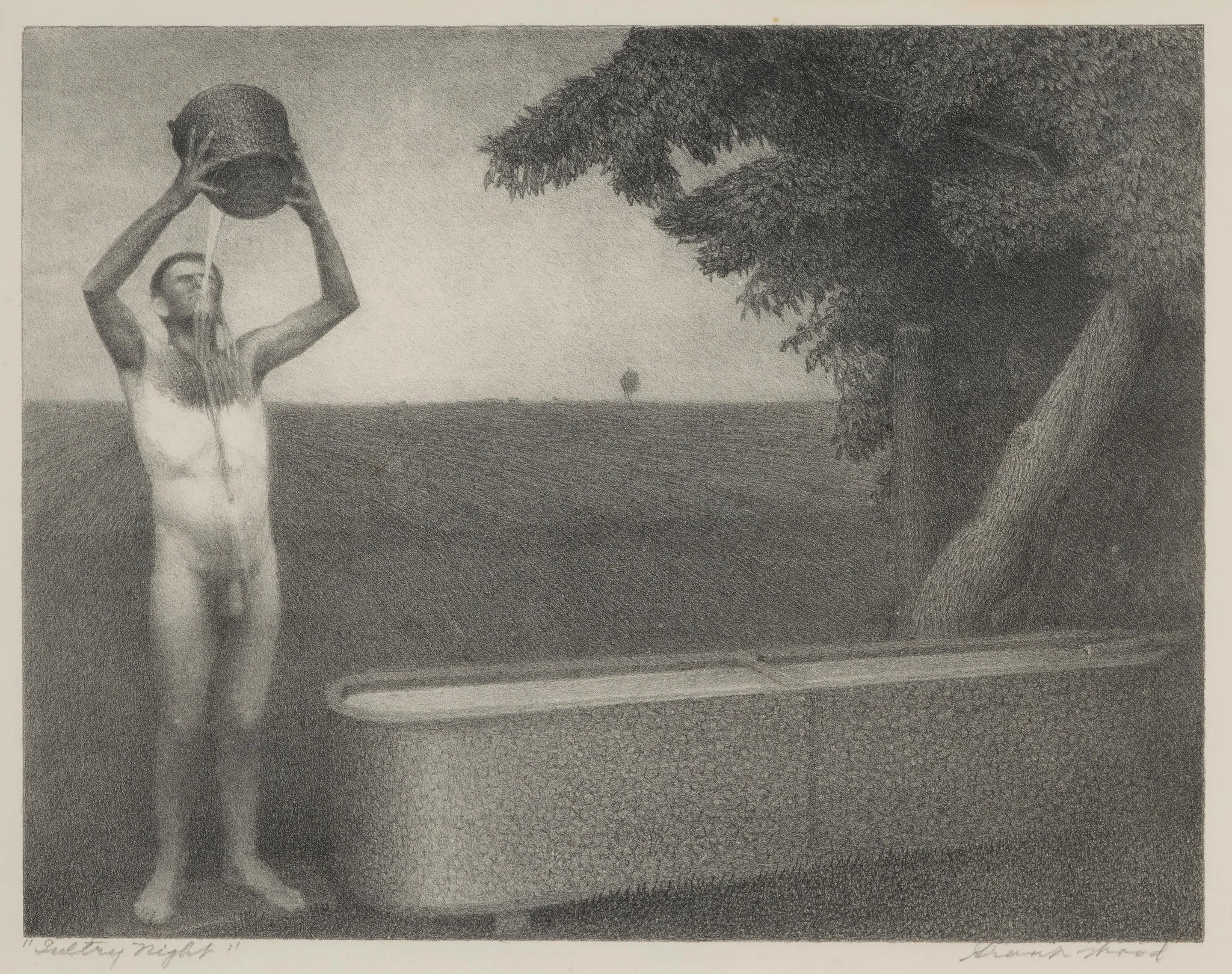 {{ product_title }} Fine Art Print | {{ product_vendor }} Jakero77 Grant Wood - Sultry Night (1939) Nude Male Fine Art Print Art Print  Jakero77