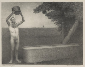 {{ product_title }} Fine Art Print | {{ product_vendor }} Jakero77 Grant Wood - Sultry Night (1939) Nude Male Fine Art Print Art Print  Jakero77
