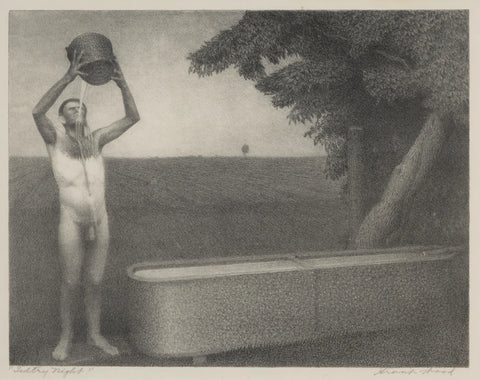 {{ product_title }} Fine Art Print | {{ product_vendor }} Jakero77 Grant Wood - Sultry Night (1939) Nude Male Fine Art Print Art Print  Jakero77