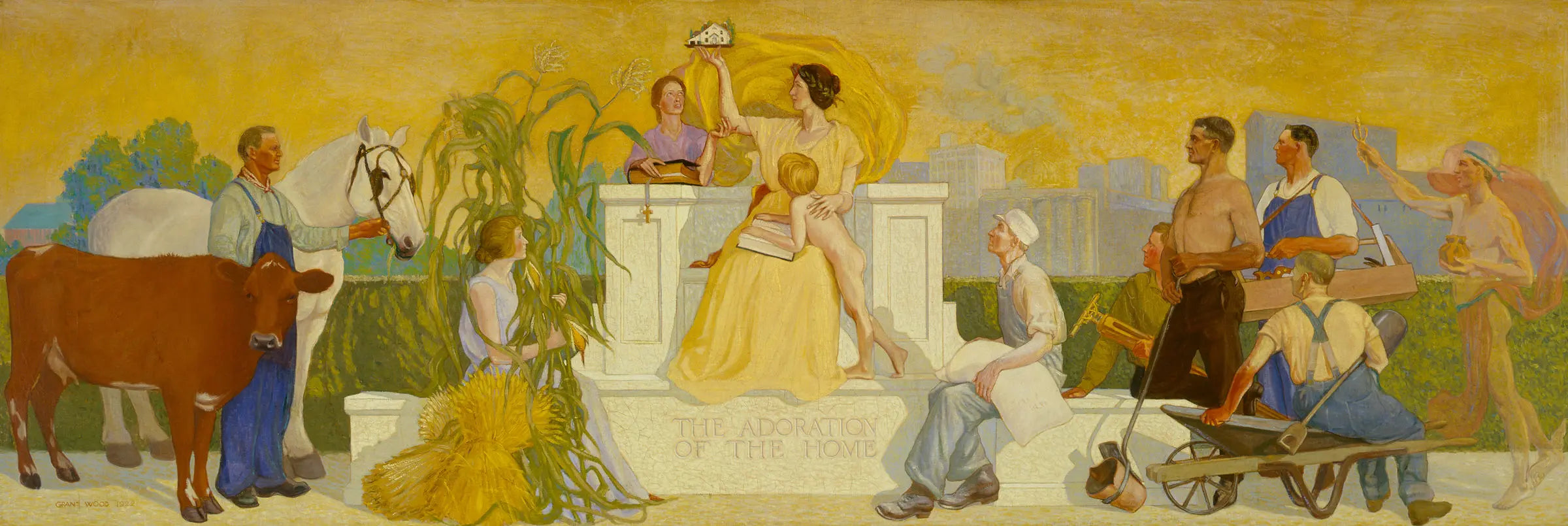 {{ product_title }} Fine Art Print | {{ product_vendor }} Jakero77 Grant Wood - The Adoration of the Home (1922) Fine Art Print Art Print  Jakero77
