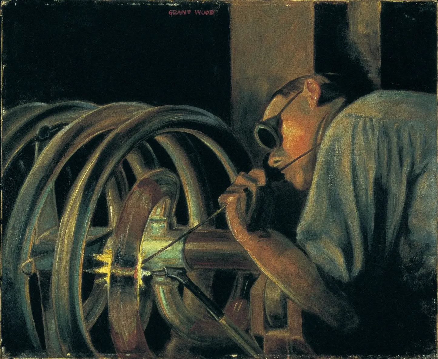 {{ product_title }} Fine Art Print | {{ product_vendor }} Jakero77 Grant Wood - The Coil Welder (1925) Fine Art Print Art Print  Jakero77