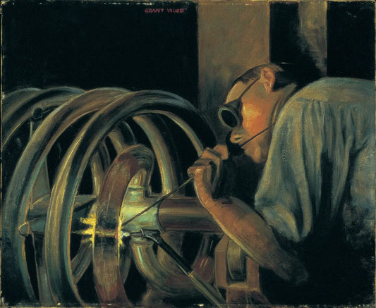 {{ product_title }} Fine Art Print | {{ product_vendor }} Jakero77 Grant Wood - The Coil Welder (1925) Fine Art Print Art Print  Jakero77
