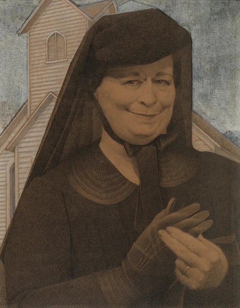 {{ product_title }} Fine Art Print | {{ product_vendor }} Jakero77 Grant Wood - The Good Influence (1936) Fine Art Print Art Print  Jakero77