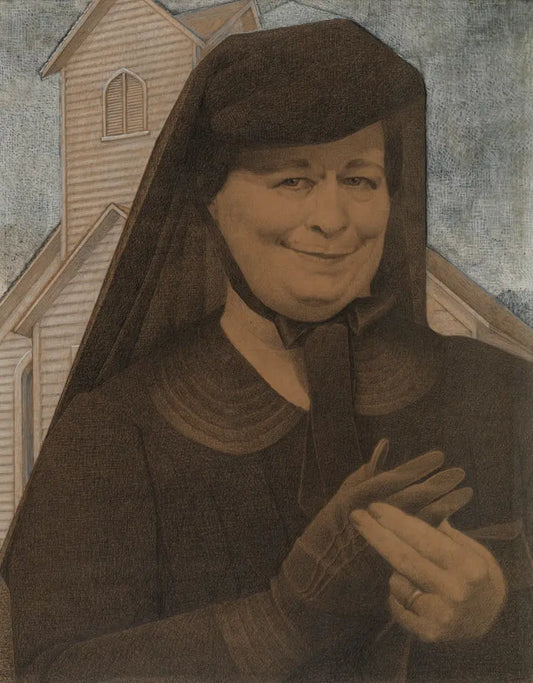 {{ product_title }} Fine Art Print | {{ product_vendor }} Jakero77 Grant Wood - The Good Influence (1936) Fine Art Print Art Print  Jakero77