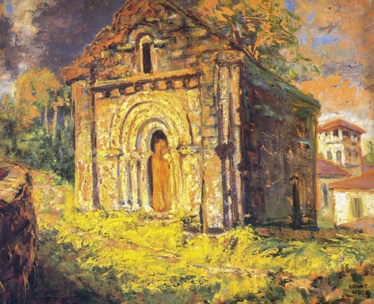 {{ product_title }} Fine Art Print | {{ product_vendor }} Jakero77 Grant Wood - The Little Chapel Chancelade (1926) Fine Art Print Art Print  Jakero77