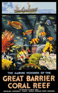 Great Barrier Reef Australia Vintage Style Travel Poster 1930 Fine Art Print
