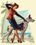 Gil Elvgren Great Dame Pin-Up Girl & Great Dane Vintage 1940 Fine Art Print