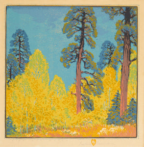 {{ product_title }} Fine Art Print | {{ product_vendor }} Jakero77 Gustave Baumann - Pine and Aspen (1946) - 17" x 22" Fine Art Print Art Print  Jakero77