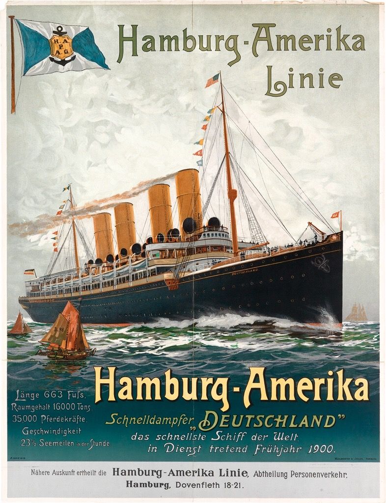 Hamburg-Amerika Line Vintage Style Ocean Liner Travel 1900 Fine Art Print
