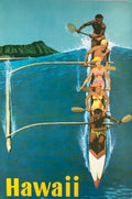Hawaii Outrigger Canoe Vintage Style Travel Poster 1960 Fine Art Print