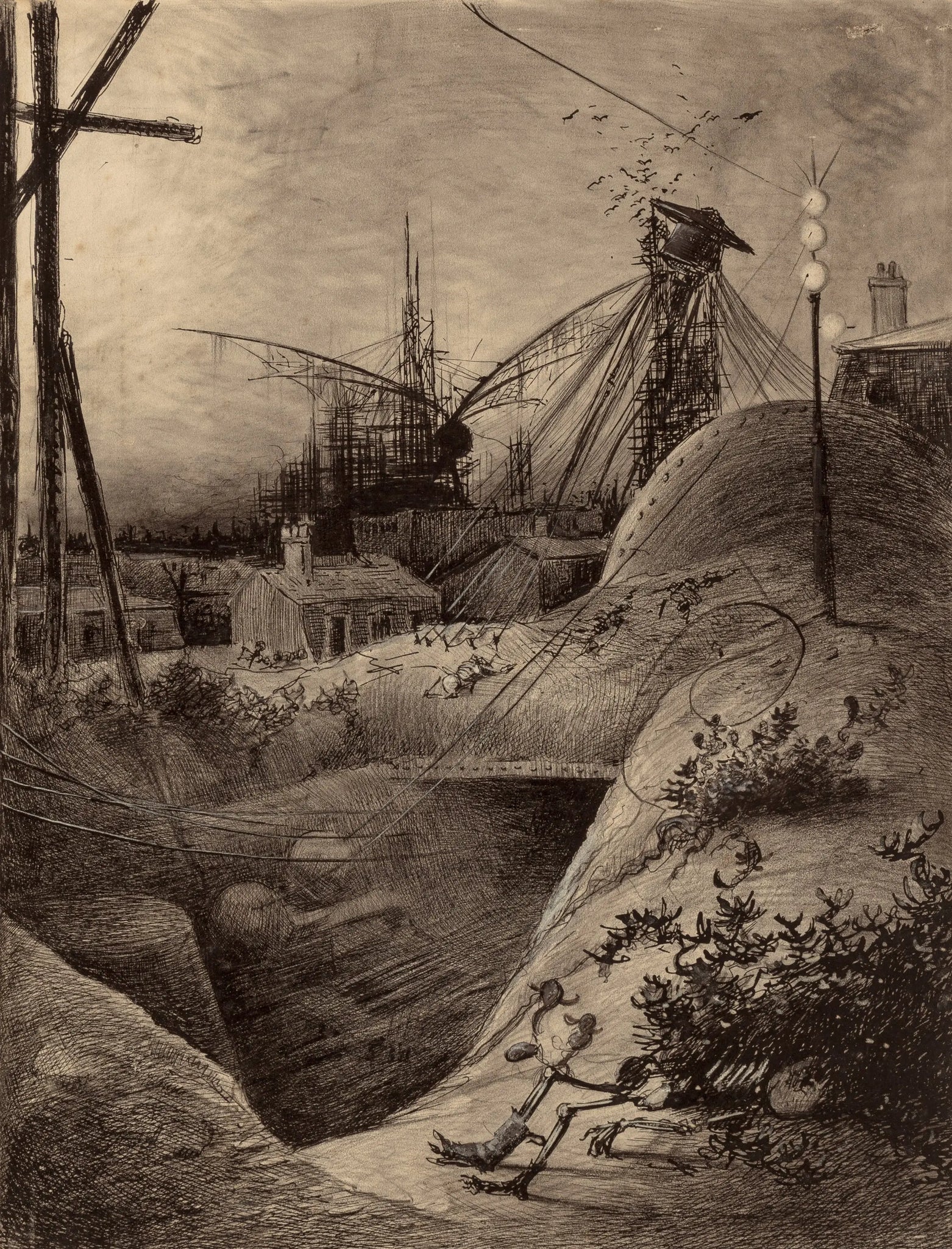 {{ product_title }} Fine Art Print | {{ product_vendor }} Jakero77 Henrique Alvim Correa - Landscape of Wrecked London (1906) Fine Art Print Art Print  Jakero77