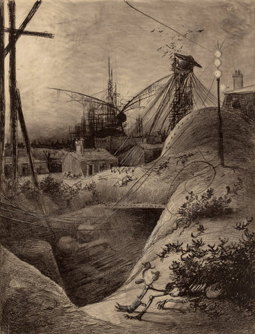 {{ product_title }} Fine Art Print | {{ product_vendor }} Jakero77 Henrique Alvim Correa - Landscape of Wrecked London (1906) Fine Art Print Art Print  Jakero77