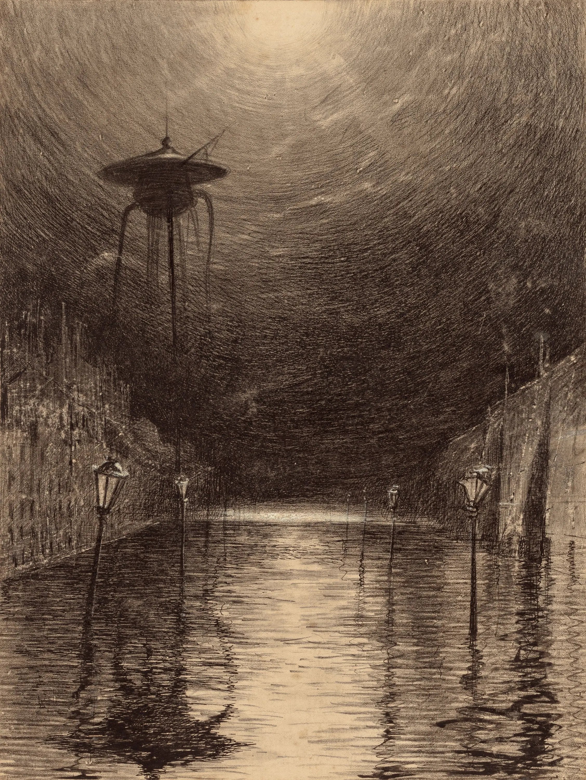 {{ product_title }} Fine Art Print | {{ product_vendor }} Jakero77 Henrique Alvim Correa - Martian Machine Over Thames (1906) Art Print Art Print  Jakero77