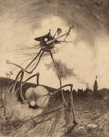 {{ product_title }} Fine Art Print | {{ product_vendor }} Jakero77 Henrique Alvim Correa - War of the Worlds Alien Invasion (1906) Art Print Art Print  Jakero77