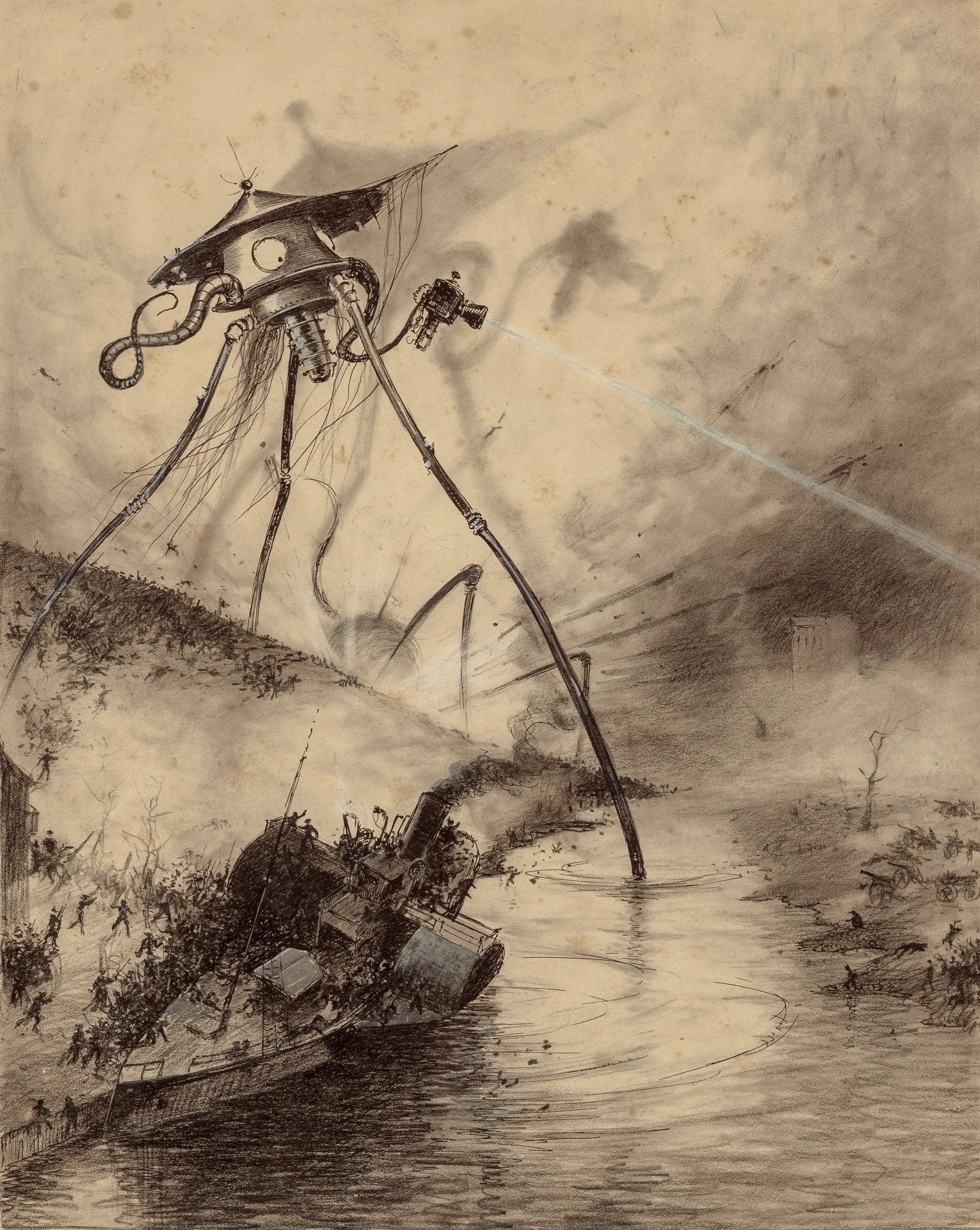 {{ product_title }} Fine Art Print | {{ product_vendor }} Jakero77 Henrique Alvim Correa - War of the Worlds Battle (1906) Fine Art Print Art Print  Jakero77