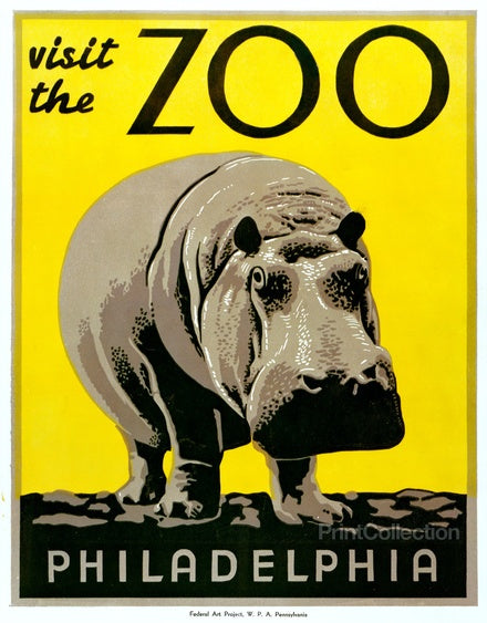 Hippopotamus Visit the Philadelphia Zoo Vintage Style 1936 Fine Art Print