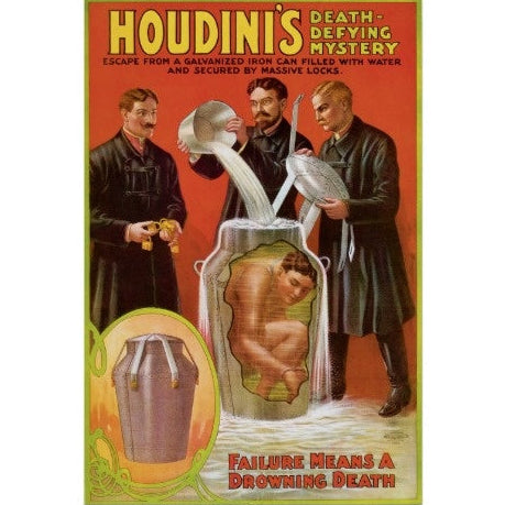 Harry Houdini "Escape from Death" Vintage Magic Poster 1908 Fine Art Print