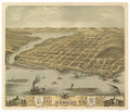 Hudson Wisconsin Vintage Panoramic City Map Print 1870 Fine Art Print