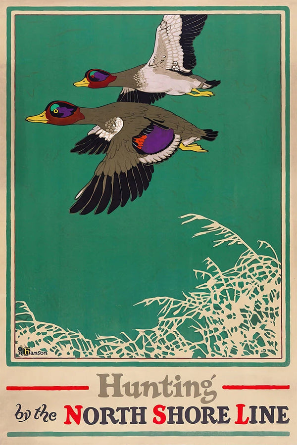 "Hunting by the North Shore Line" Vintage Style 1920  Fine Art Print